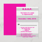 3.5x5 R.S.V.P. Moderne Neon Streep Roze 80's Retro Kaart (Voorkant / Achterkant)