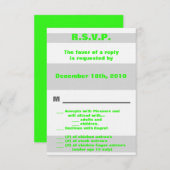 3.5x5 R.S.V.P. Moderne Neon Stripe Green 80's Retr Kaart (Voorkant / Achterkant)