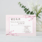 3.5x5 R.S.V.P Reply Kaart Roze Kersenbloesem (Staand voorkant)
