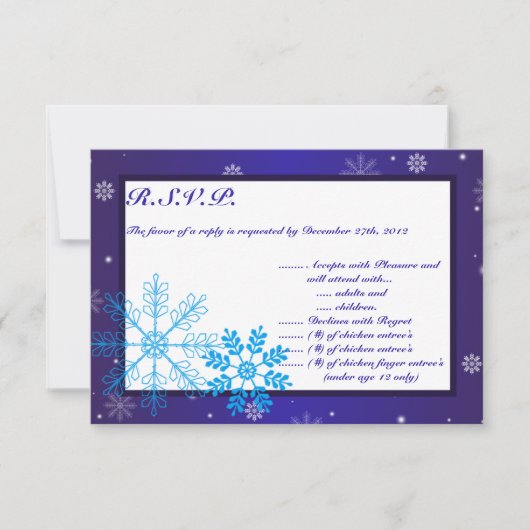 3.5x5 R.S.V.P Reply Kaart Wit Sneeuwvlokken (Voorkant)