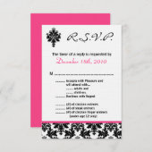 3,5x5 R.S.V.P. Zwarte roze kaart Damak (Voorkant / Achterkant)