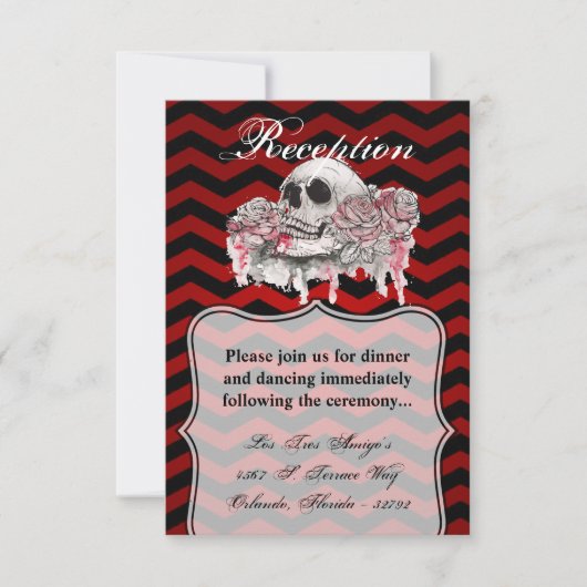 3.5x5 Receptie Cardskull Roos gothic Chevron zwart Kaart (Voorkant)