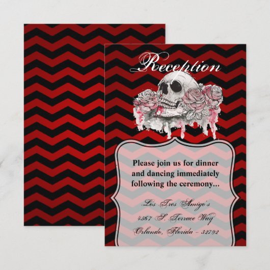 3.5x5 Receptie Cardskull Roos gothic Chevron zwart Kaart (Voorkant / Achterkant)