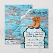 3.5x5 Receptie Kaart Blauw Hout Schuur Deurlaarzen (Voorkant / Achterkant)