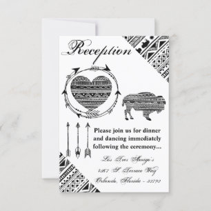 3.5x5 Receptie Kaart Boho Buffalo Tribal Pattern B