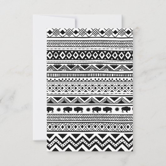 3.5x5 Receptie Kaart Boho Buffalo Tribal Pattern B (Achterkant)