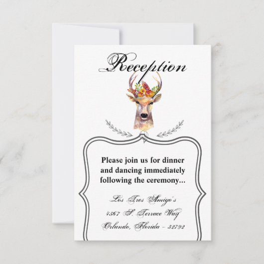 3.5x5 Receptie Kaart boho hert Buck Head Browning (Voorkant)