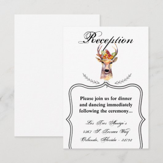 3.5x5 Receptie Kaart boho hert Buck Head Browning (Voorkant / Achterkant)