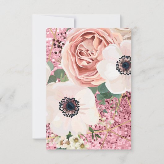 3.5x5 Receptie Kaart Geometrisch Roos Gouden Glitt (Achterkant)