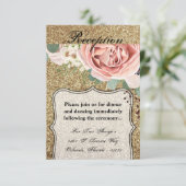 3.5x5 Receptie Kaart Geometrisch Roos Gouden Glitt (Staand voorkant)