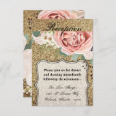 3.5x5 Receptie Kaart Geometrisch Roos Gouden Glitt (Voorkant / Achterkant)