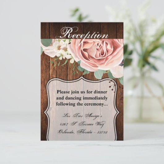 3.5x5 Receptie Kaart Geometrisch Roos Schuur Hout (Staand voorkant)