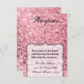 3.5x5 Receptie Kaart Roos Gouden Glitter (Voorkant / Achterkant)