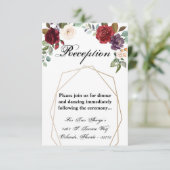 3.5x5 Receptie Kaart Rozen op Wit met Gold Geom (Staand voorkant)