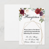 3.5x5 Receptie Kaart Rozen op Wit met Gold Geom (Voorkant / Achterkant)