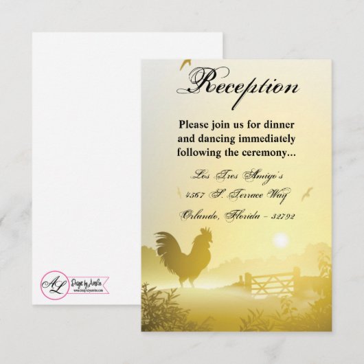 3.5x5 Receptie Kaart Sunny Morning Boerderij Count (Voorkant / Achterkant)