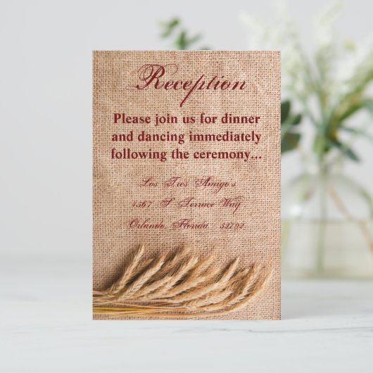 3.5x5 Receptie Kaart Tarwe op Burlap Sack Land (Staand voorkant)