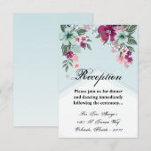 3.5x5 Receptie Kaart Tropische Bloem op Blue Ombre (Voorkant / Achterkant)