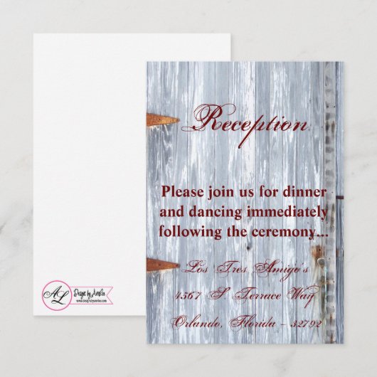 3.5x5 Receptie Kaart Wit Wassen Hout Schuurdeur Co (Voorkant / Achterkant)
