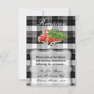 3.5x5 Receptie Kaart XMAS Truck Buffalo Plaid Blac