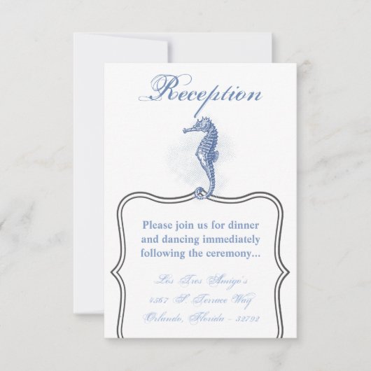 3.5x5 Receptie Kaart Zeepaardje Ocean Beach Water (Voorkant)