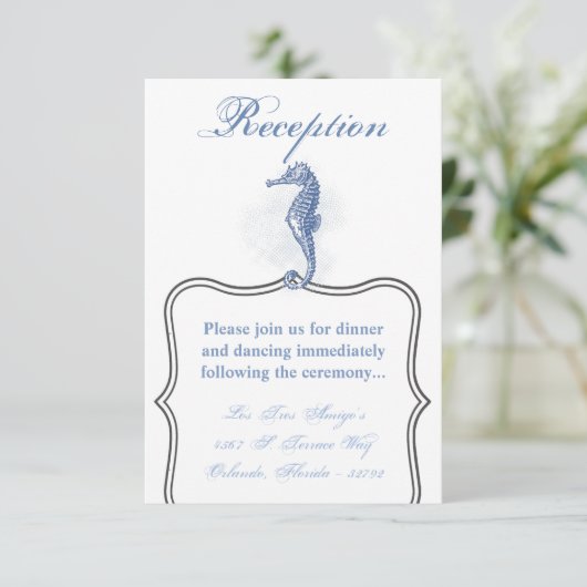 3.5x5 Receptie Kaart Zeepaardje Ocean Beach Water (Staand voorkant)