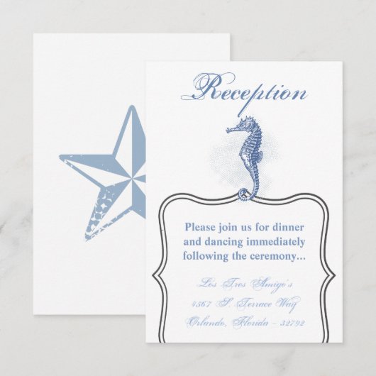 3.5x5 Receptie Kaart Zeepaardje Ocean Beach Water (Voorkant / Achterkant)