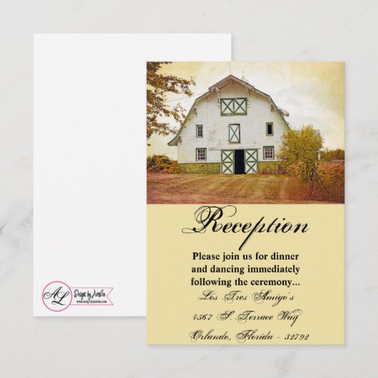 3.5x5 Receptie Kaart Zonsondergang Schuur Land Rus (Voorkant / Achterkant)
