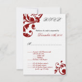 3.5x5 Red Floral Filigree R.S.V.P. Kaart (Voorkant)