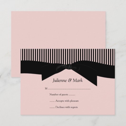 3,5x5 Roze en Zwarte Stripes RSVP (Voorkant / Achterkant)