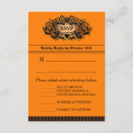 3,5x5 RSVP-kaart - Menu - Oranje en zwart