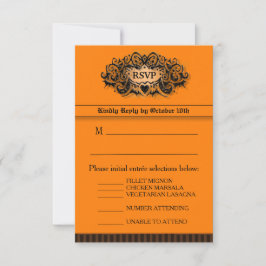3,5x5 RSVP-kaart - Menu - Oranje en zwart