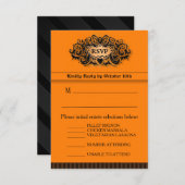 3,5x5 RSVP-kaart - Menu - Oranje en zwart (Voorkant / Achterkant)