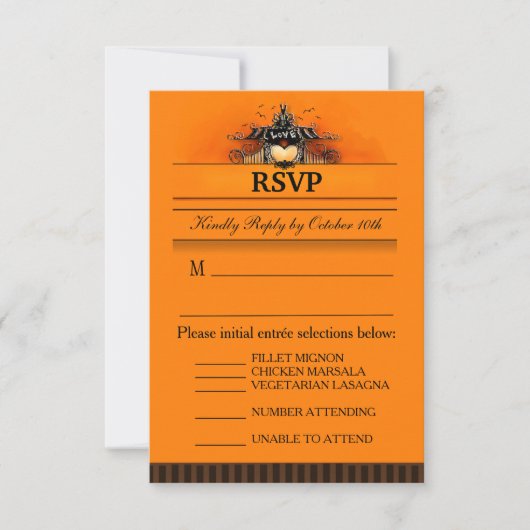 3.5x5 RSVP-kaart - Menuselecties - Halloween Love RSVP Kaartje (Voorkant)