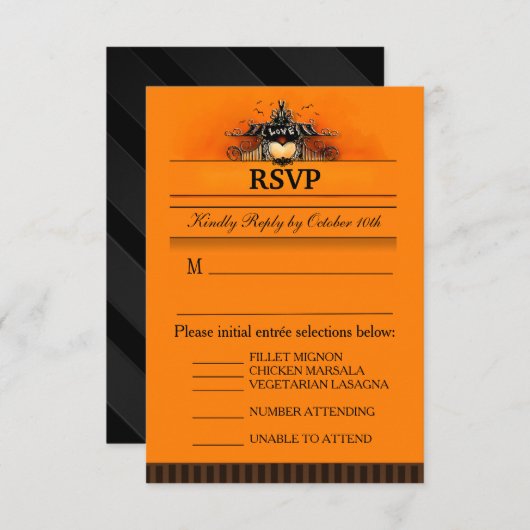 3.5x5 RSVP-kaart - Menuselecties - Halloween Love RSVP Kaartje (Voorkant / Achterkant)