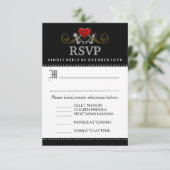 3.5x5 RSVP-kaart met menuopties - Skeletten RSVP Kaartje (Staand voorkant)