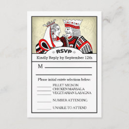 3.5x5 RSVP Menu Kaart - King & Queen Spelen Kaart