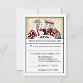 3.5x5 RSVP Menu Kaart - King & Queen Spelen Kaart (Voorkant)
