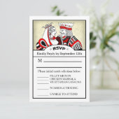 3.5x5 RSVP Menu Kaart - King & Queen Spelen Kaart (Staand voorkant)