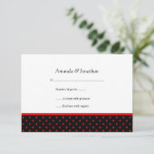 3,5x5 RSVP Rood en Zwarte Polka Dot RSVP Kaartje (Staand voorkant)