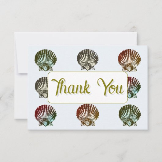 3.5X5" Seashell Pattern Flat Thank You Note Card Notitiekaartje (Voorkant)