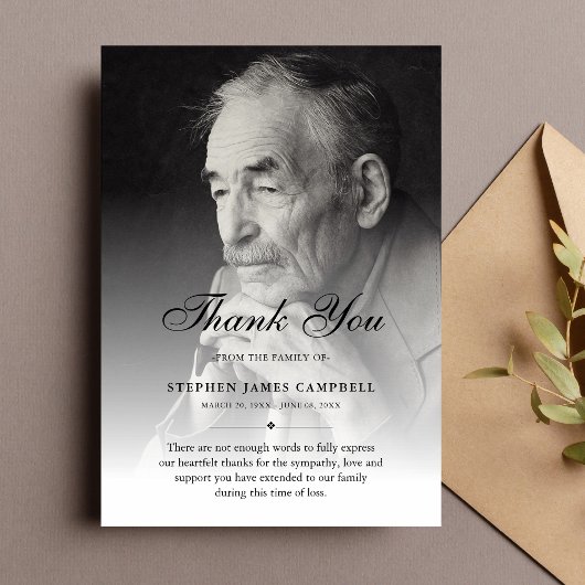 3.5x5 Thank You Custom Funeral Photo Sympathy Bedankkaart