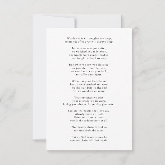 3.5x5 Thank You Custom Funeral Photo Sympathy Bedankkaart (Achterkant)