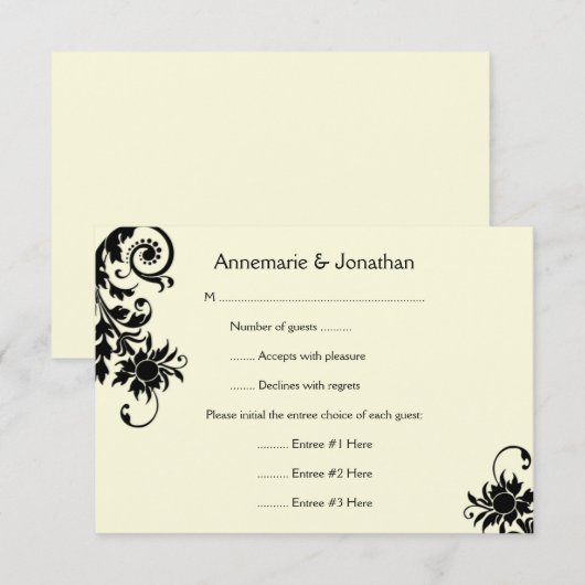 3,5x5  zwart Ivory RSVP (Voorkant / Achterkant)