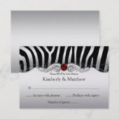 3.5x5 Zwart Zilver Zebra Rood Juweel RSVP (Voorkant / Achterkant)