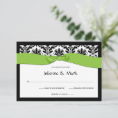 3,5x5 zwarte witte Damask Lime Green RSVP (Staand voorkant)