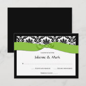 3,5x5 zwarte witte Damask Lime Green RSVP (Voorkant / Achterkant)