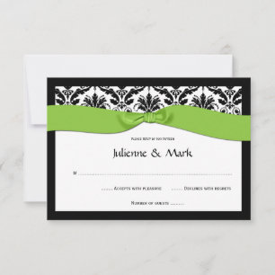3,5x5 zwarte witte Damask Lime Green RSVP