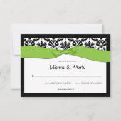 3,5x5 zwarte witte Damask Lime Green RSVP Kaartje (Voorkant)