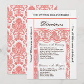 3.5x6 Directiekaart Coral Oran Damask Kaart (Voorkant / Achterkant)